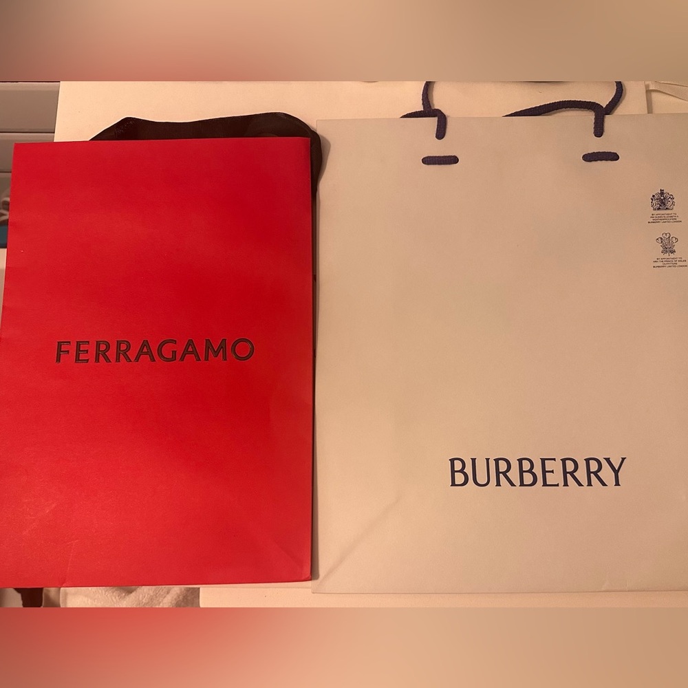 Burberry and Ferrafamo gift Bags- Elegant White and Red.